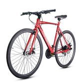 CRADIAC Machine 21 Speed 6061 Alloy Hybrid Cycle 21 Geared Bicycle for Men with Rigid Fork & Dual Disc Brake Hybrid Bike | Ideal for 15+ Years, Unisex, Frame Size : 19.5 Inch, Metalic Red